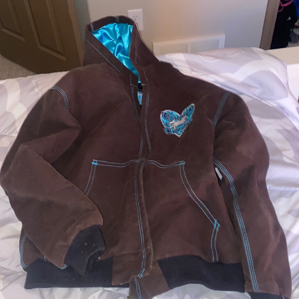 Brown Kids Jacket with Blue Accents